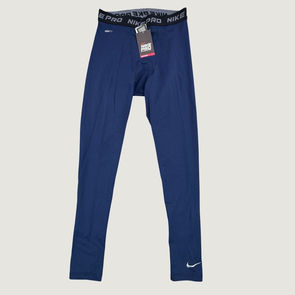 Nike Pro Compression Stay Warm Mens Navy Blue Leggings 259864-419 L NEW